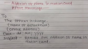 Addition of Name in ration card after Marriage | #acquireknowledge #handwriting #englishapplication