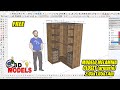 Modelo Armario Closet Esquinero Melamina Madera de 2050x1050x1400mm 3D Sketchup Model Free