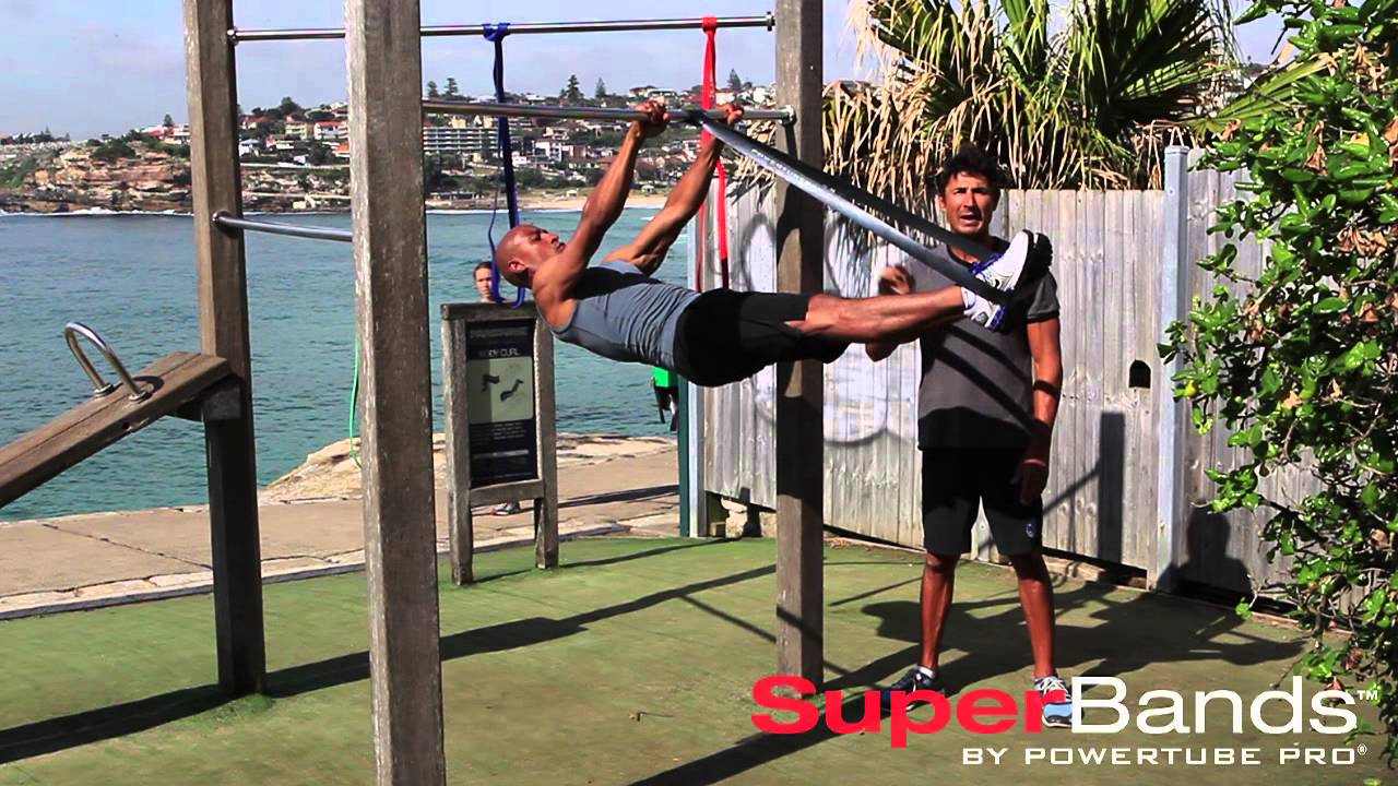 #16 Assisted Front Lever Hold Crossfit Bands SuperBands - YouTube