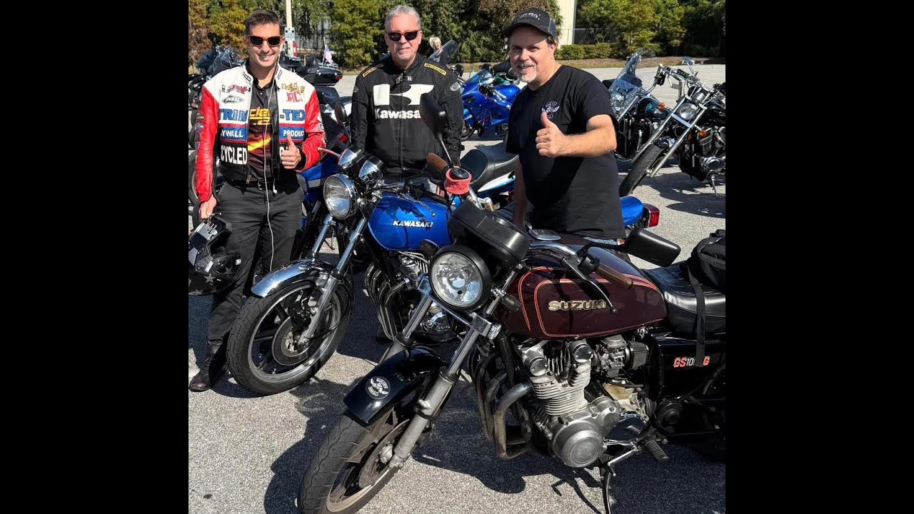 2025 St. Pete Bikefest at the O.C.C. Roadhouse with group, just arrived and talking about the bikes