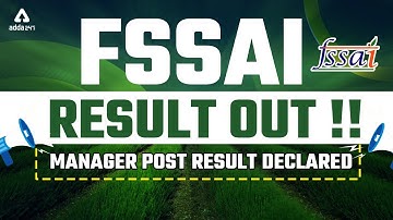 FSSAI RESULT 2022 | FSSAI Manager Post Result Declared