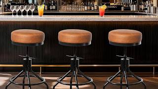 🪑 Modern Adjustable Swivel Bar Stools Set of 3 – Stylish PU Leather & Metal for Kitchen & Bar