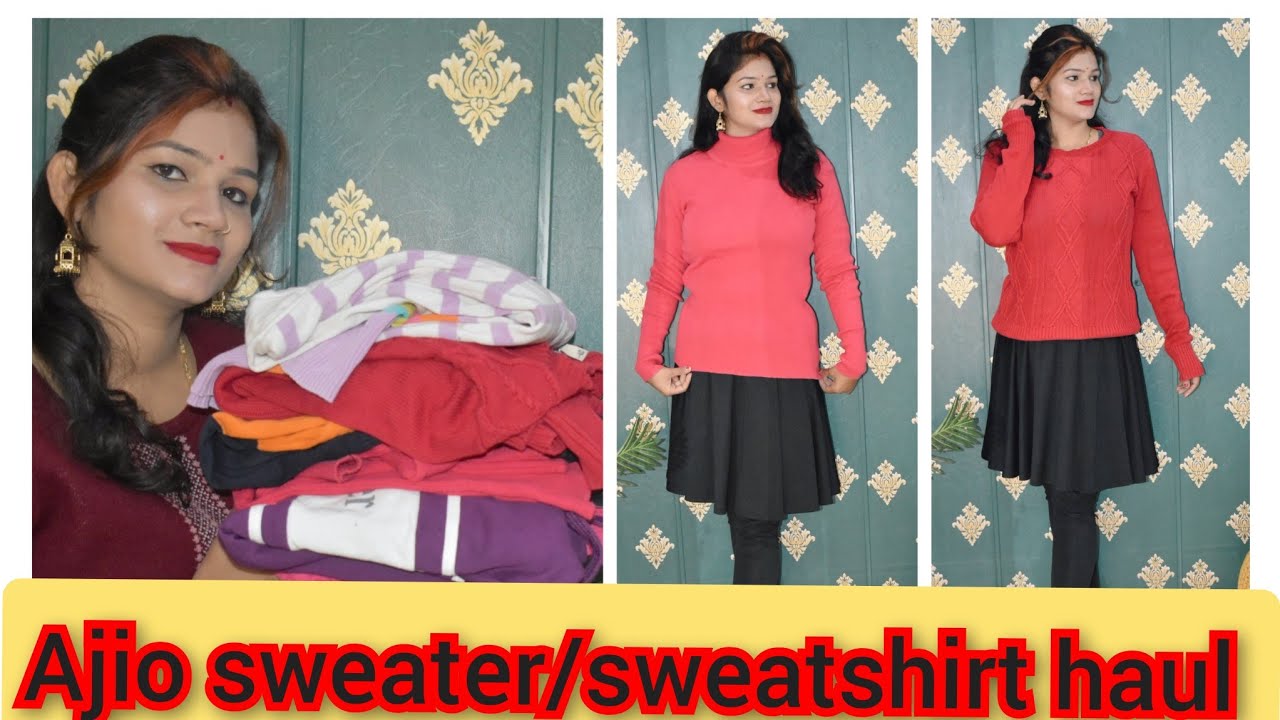 AJIO SWEATER/ SWEATSHIRT HAUL UNDER 500RS PERFECT FOR LIGHT WINTER SEASON