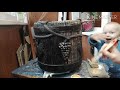 Декор вазона бочки из артбетона DIY art concrete barrel pot decor