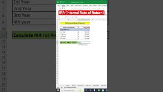 IRR (Internal Rate of Return) #foryou #exceltips #explore #education #shortsfeed #short #shortsvideo