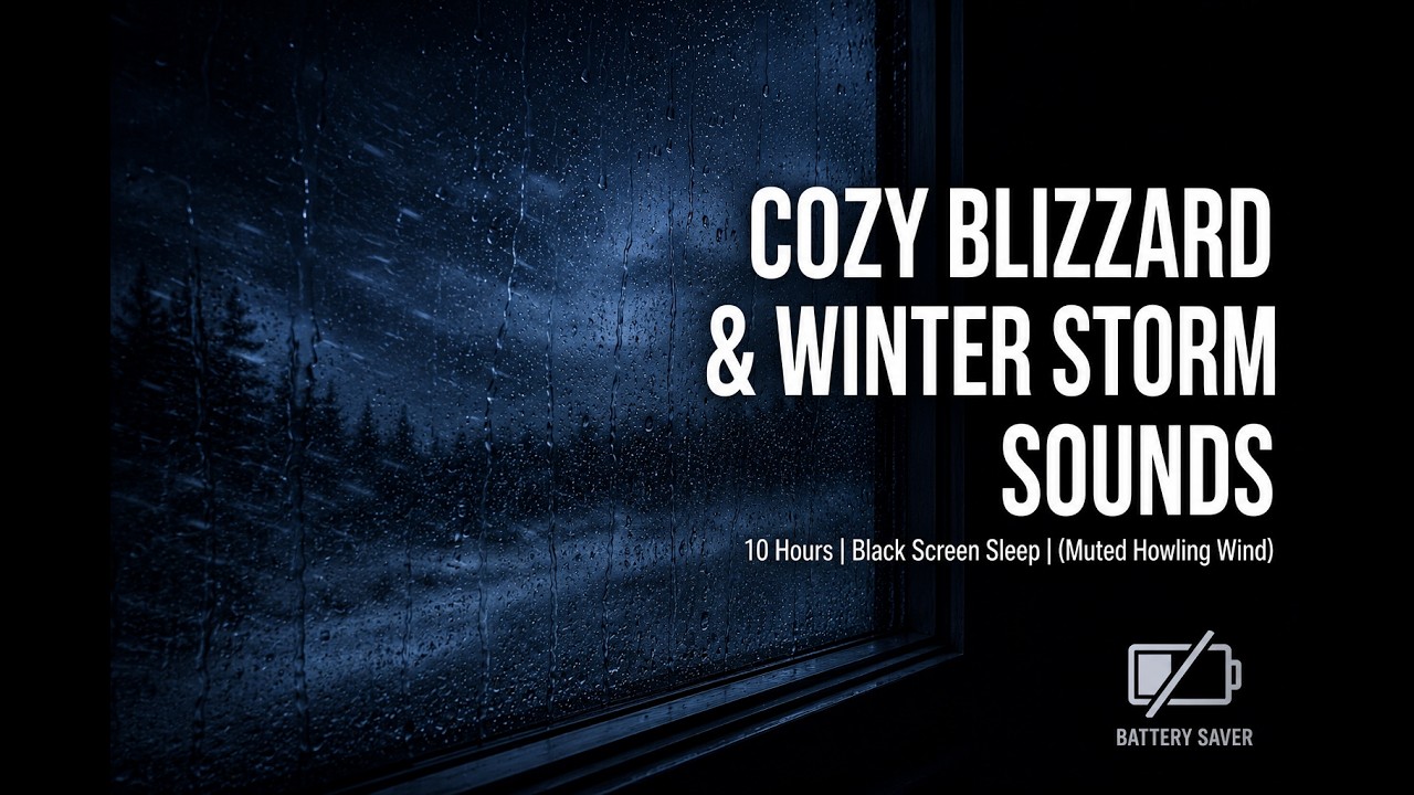 Cozy Blizzard & Winter Storm Sounds | 10 Hours Black Screen Sleep ...