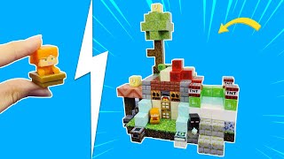 Minecraft Cottage Building Surrounded By Glowing Stones Minecraft Min Toy