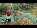 The young girl used a net to spread across the large stream. Luckily, she caught a haul in the trap