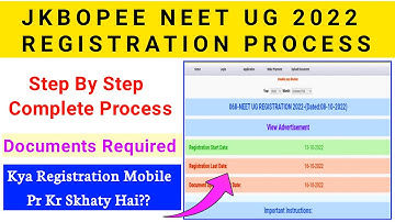 JKBOPEE NEET Ug 2022 Complete Registration Process || Important Documents Required || Fee Payment