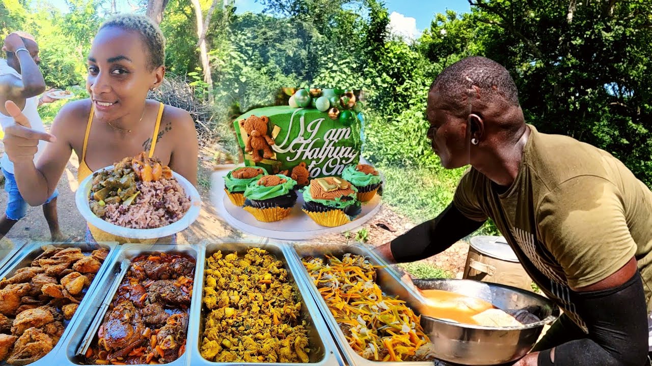 exclusive open fire cookout for our guests from Kenya and Dubai pineapple pot roast pork curry goat.