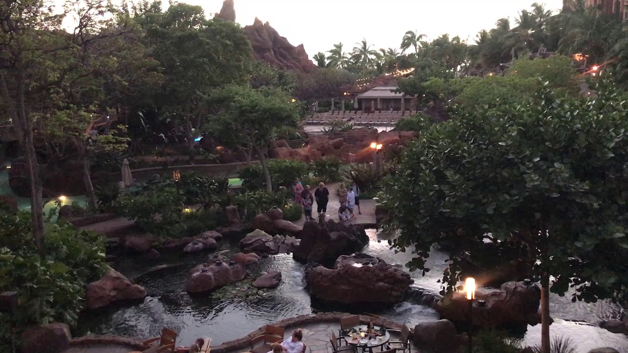 walt disney entrepreneur View from Aulani lobby balcony, overlooking The ‘Ōlelo Room patio, Koi pond, fountains, lazy river