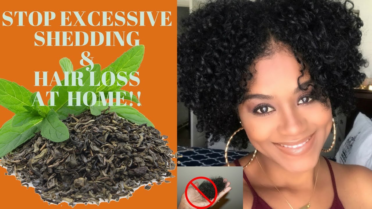STOP EXCESSIVE SHEDDING HAIR LOSS AT HOME GREEN TEA RINSE BLACK
