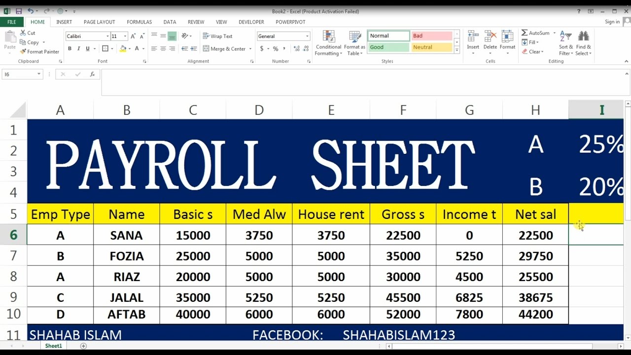 How To Make Payroll Ms Excel In Hindi Youtube