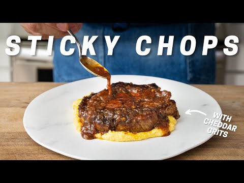 JUICY GLAZED PORK CHOPS amp CHEESY GRITS