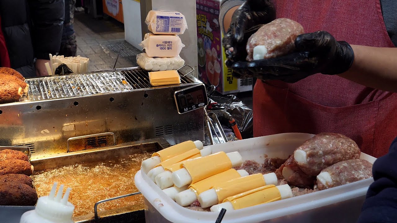 치즈 떡갈비 / cheese grilled short rib patties / korean street food