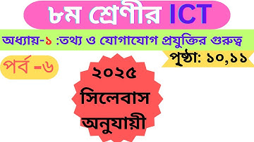 অষ্টম শ্রেণি তথ্য ও যোগাযোগ প্রযুক্তি পৃষ্ঠা ১০,১১ অধ্যায় ১ ২০২৫ | CLASS 8 ICT CHAPTER 1 2025