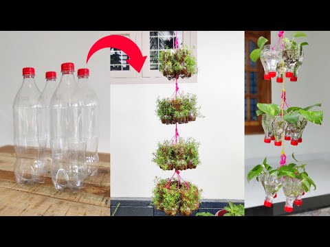 How to make an amazing vertical garden using plastic bottles | Hanging plant pots | Gardening ideas