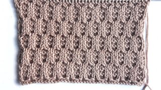 Рельефный узор спицами для вязания шапки, свитера, пледа  / Рельефные соты