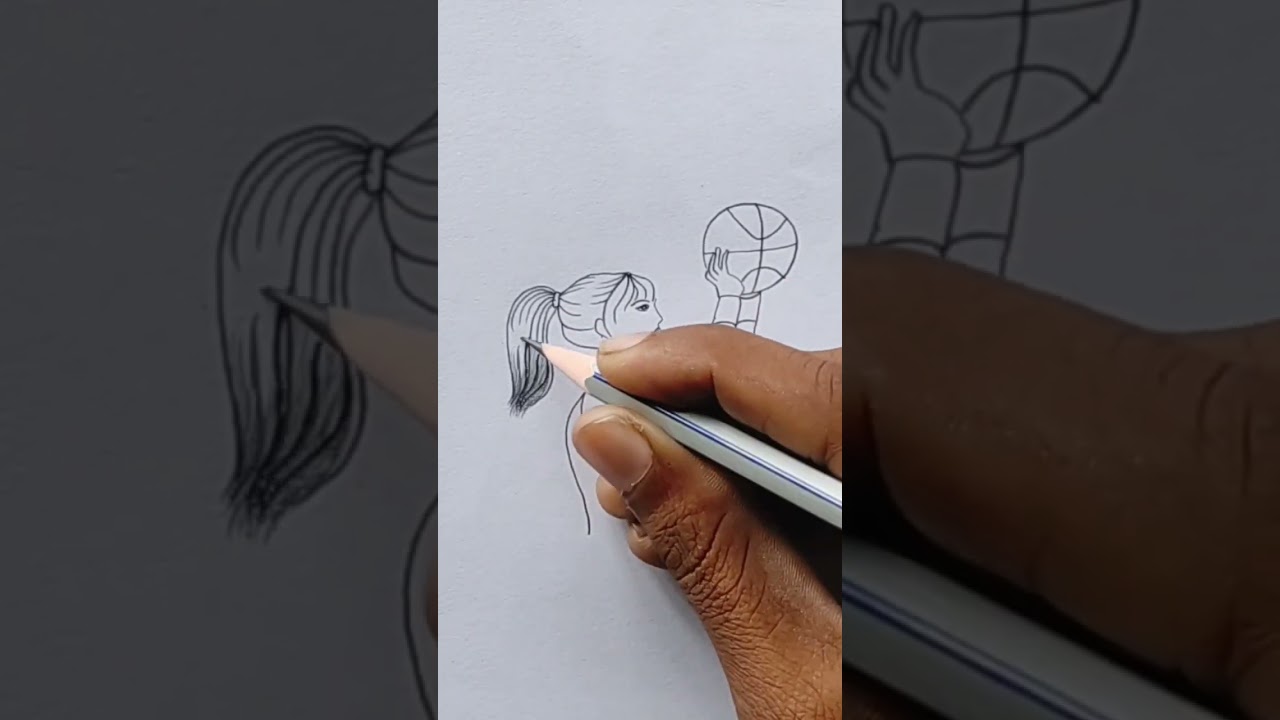 how to draw a girl playing volleyball🏐🏐