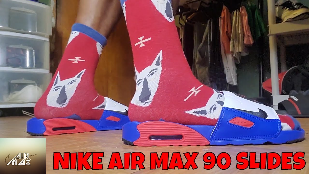 Nike Air Max 90 Slides Game Royal Review / Plus on Feet - YouTube
