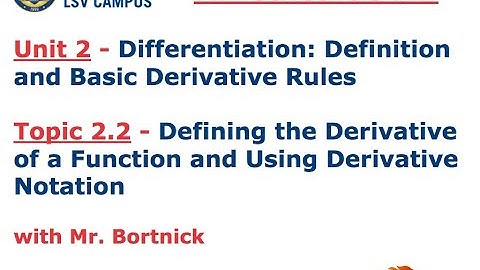 AP Calculus AB - 2.2 Defining the Derivative of a Function and Using Derivative Notation