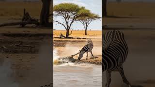 A Zebra Tries To Fight A Crocodile