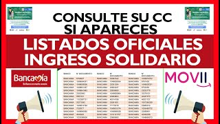 Consulte su CC si apareces Listado Oficial INGRESO SOLIDARIO | un Giro 480.000 Estar muy pendiente