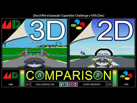 Kawasaki Superbike Challenge (Sega Genesis vs SNES) Side by Side Comparison | VCDECIDE