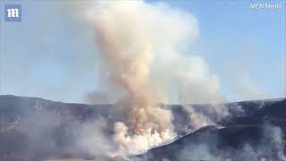 Dramatic footage of a huge moorland fire at Dovestone reservoir   Daily Mail Online