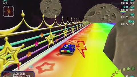 Re-Volt Custom Track RV Rainbow Road by Alex_int, 16 Cars 4 Laps & Pickups!
