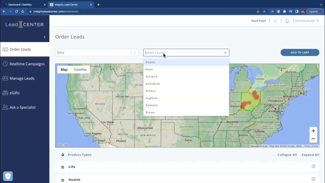 How to order your own leads in the Integrity Lead Center. ffl lifenow