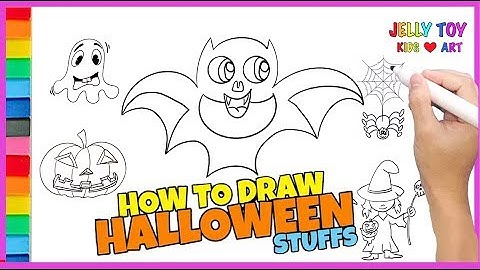 HALLOWEEN STUFFS - How to Draw and Color For kids on Ipad Drawings - Jelly toy kids art