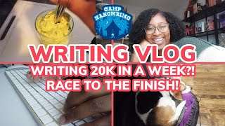 Camp NaNoWriMo Writing Vlog: Writing 20k in a Week! Race to the Finish! [CC]