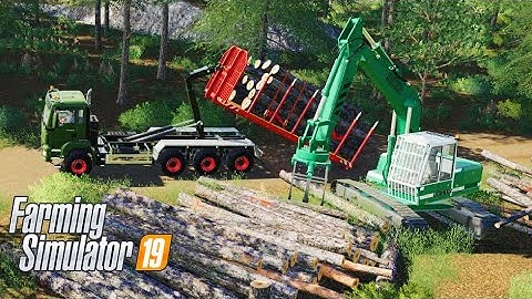 Farming simulator 2019 - Loading logs with Excavator Liebherr 902, log trailer it runner