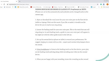 How to record your Virtual Choir Video