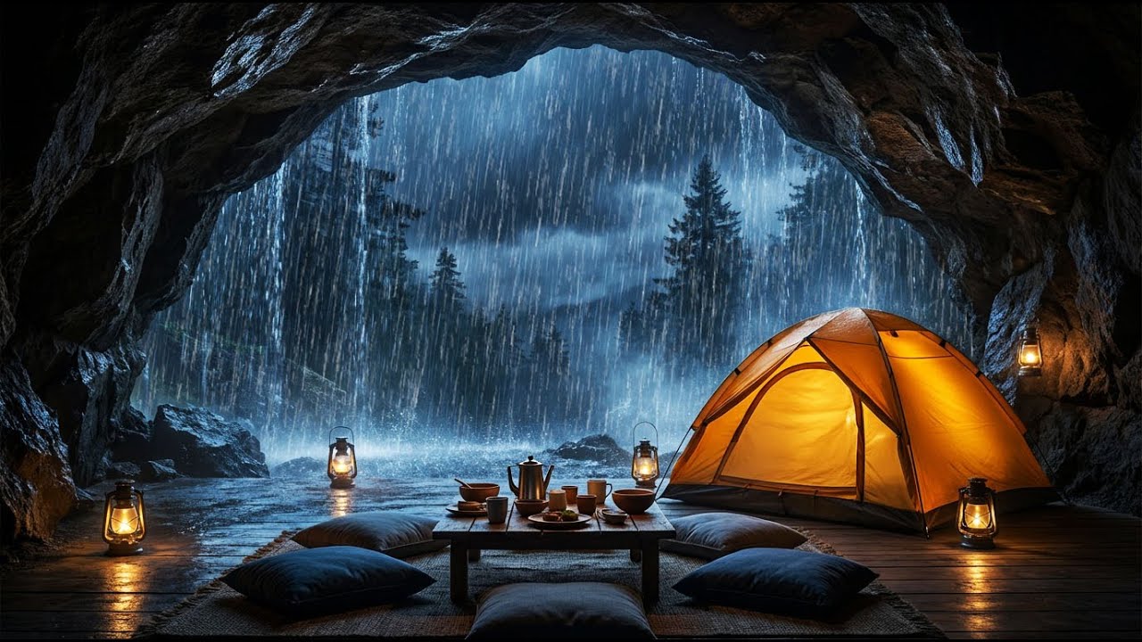 Imagine Sleeping in This Cave | Cozy Tent and Rain in the Deep Forest for Sleep