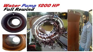 incredible technique rewinding 1200 hp water pump motor | ali tech work | big pump motor restoration