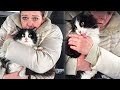 Woman rescues a freezing stray cat and she cant stop thanking her
