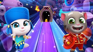 TALKING TOM GOLD RUN - NEW SPACE SIDE WORLD FIREMAN TOM VS GENIE ANGELA screenshot 2