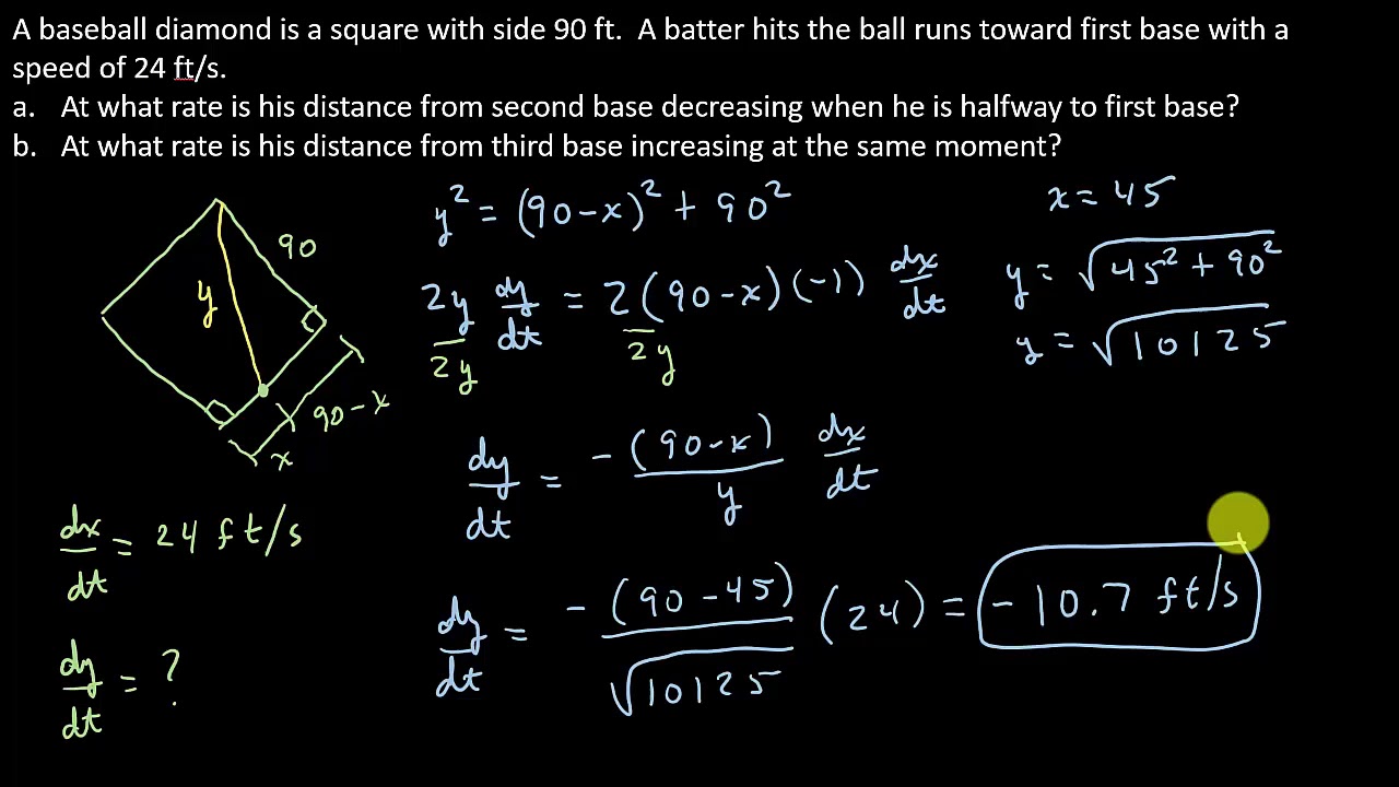 calculus-related-rates-the-baseball-diamond-problem-youtube