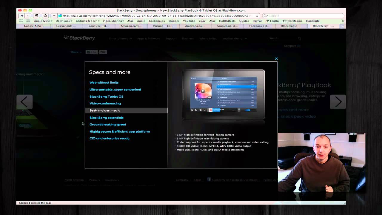 Blackberry Rim Playbook Vs Apple Ipad Youtube