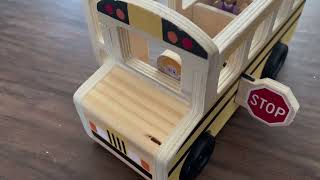 Review \u0026 Demo: Melissa \u0026 Doug School Bus Wooden Toy Set - Classic Pretend Play for Little Explorers!