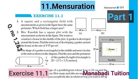 8th class maths| Chapter 11|💁‍♀️Mensuration|Exercise 11.1|Q.no 1,2&3|CBSE|NCERT|