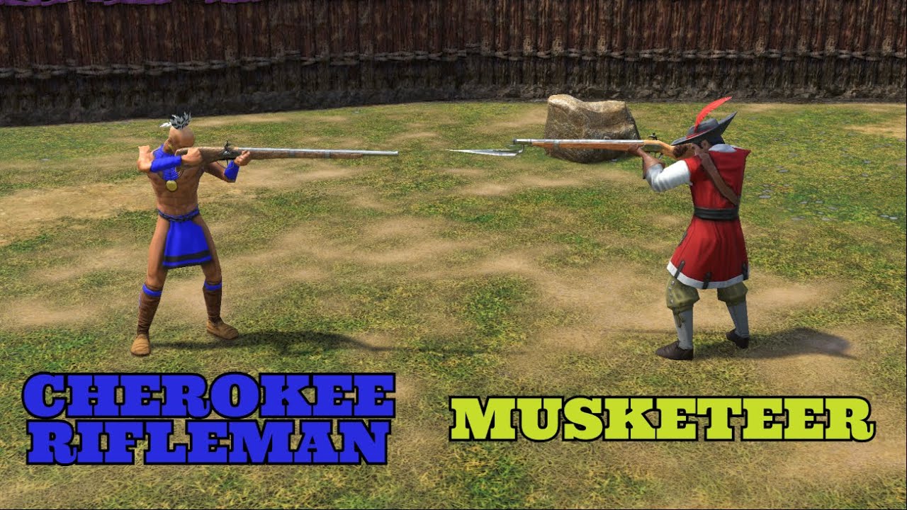 Age of Empires III Definitive Edition Cherokee rifleman vs Musketeer