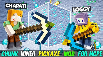 chunk miner pickaxe mod in minecraft pocket edition || like chapati hindustani gamer