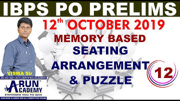 IBPS PO Prelims 12th October 2019 Puzzles & Seating Arrangement asked Questions Memory Based Part-12