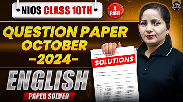 NIOS Class 10th English Most Important Questions with Solutions | Pass 100% | NO Fail