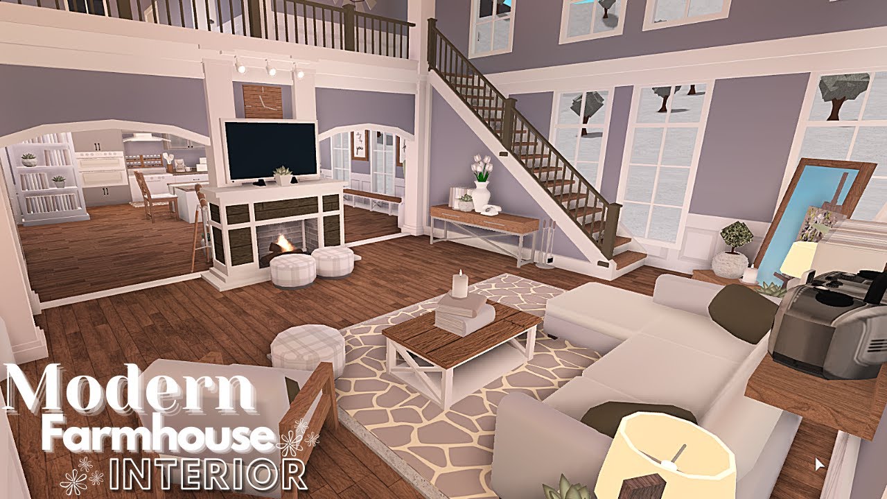 ROBLOX BLOXBURG Modern Farmhouse Interior Part House Build YouTube