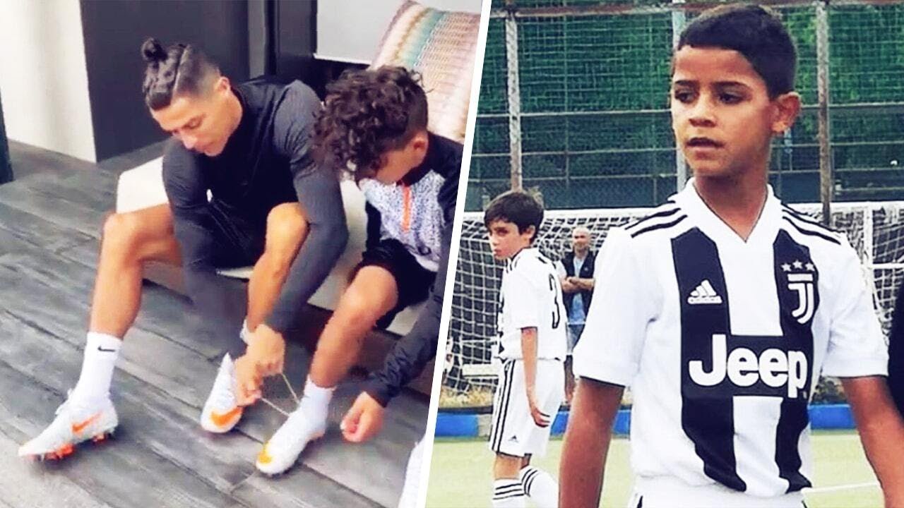 Cristiano Ronaldo apprend à ses fils à jouer au football