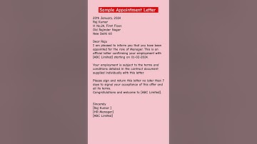 Appointment Letter | Format for Write ✍️ Appointment Letter in English #appointmentsetters